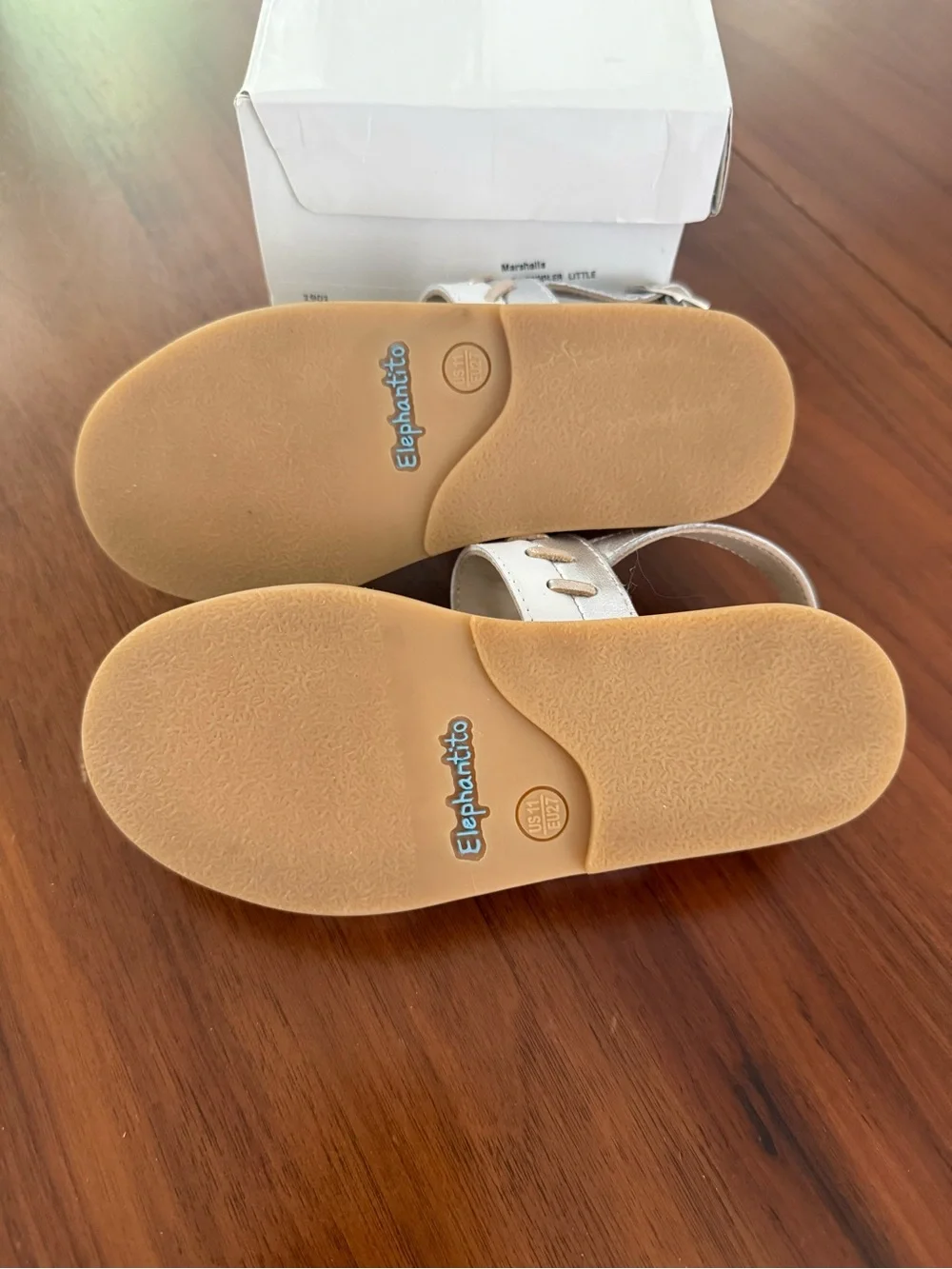 Elephantito Silver Double-Strap Girls Sandals with Stitch Detail